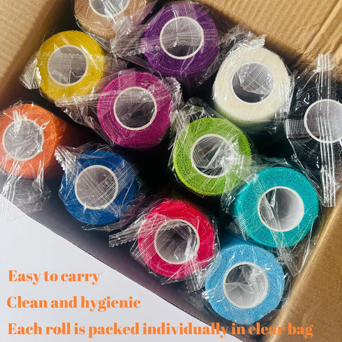 ZOVAREGE 24 4 Inch Rolls Self Adhesive Bandage Wrap, Vet Wrap for Horses Dogs Wounds Care Dressings, Elastic Self Stick