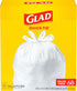 Glad Trash Bags, 13 Gallon Tall Kitchen Quick-Tie Garbage Bags, 68 Count, White, Pack May Vary