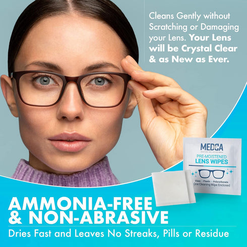 Premoistened Lens and Glass Cleaning Wipes, Pack of 200 - Quick Drying, Streak Free, Portable Travel Cleaner