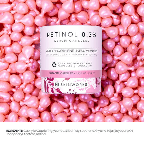 Retinol Anti Aging Night Serum with Hyaluronic Acid - Dark Spots & Post-Acne Scars Treatment, 30 Capsules, Unscented