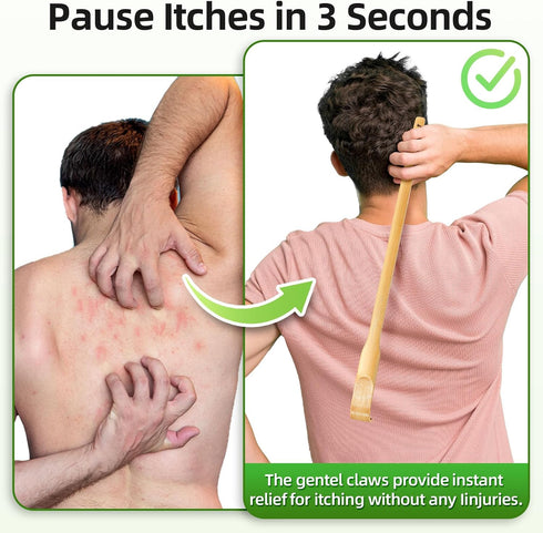 Renook Back Scratcher, Bamboo Wood Massager, 16.5" Long Self-Massager for Instant Relief from Itching, 4-Pack