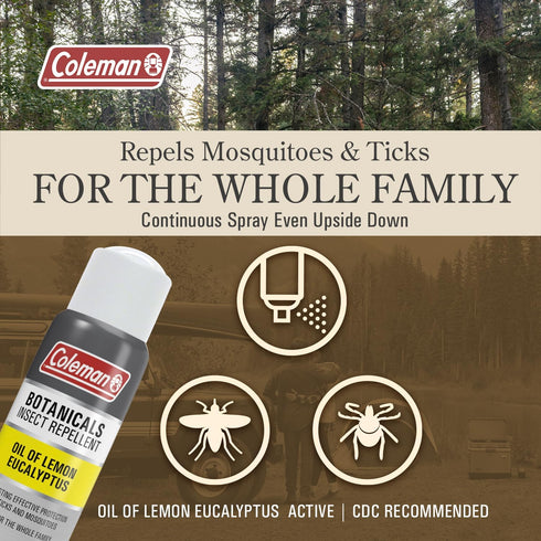 Coleman Lemon Eucalyptus Insect Repellent Spray - DEET-Free Bug Protection with Continuous Spray, Travel Size for On-The-Go, Non-Greasy Formula for Skin, Clothes, and Gear