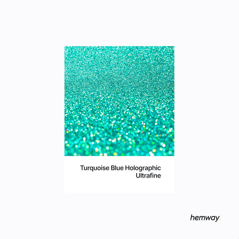 Hemway Premium Ultra Sparkle Glitter, Turquoise Blue Holographic Metallic Flake for Arts Crafts, 100g