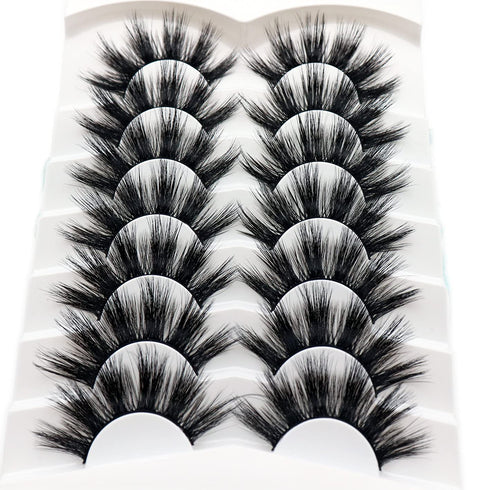 Veleasha False Eyelashes, Long Faux Mink Lashes, Fluffy Handmade Fake Eyelashes, 7 Pairs Pack Luxury Cat Eye