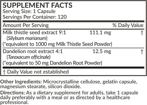 Futurebiotics Milk Thistle & Dandelion Root - Liver Health Support, Antioxidant, 120 Capsules