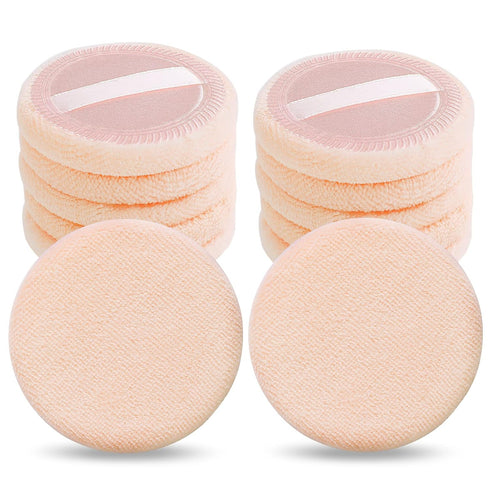 Sibba Loose Powder Puff, 12 Pieces Round Velour Face Makeup Compact Body Container for Setting Foundation Cream