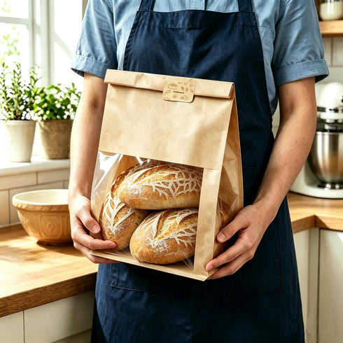 Sowinvent 50 Count, 50% 15.7 10.2 5.1 Packaging Extra Large Bread Bags for Homemade, Thicker Sourdough Paper With Ties