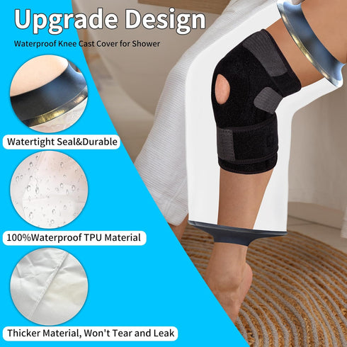 Large Knee Cast Cover for Shower, KT1180-L Waterproof Cover for Knee Surgery, ACL Surgery, Wound, Burns