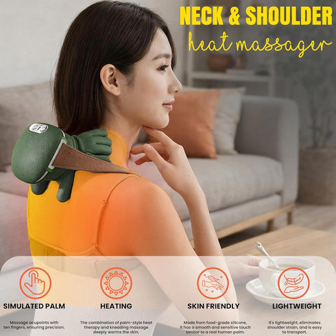 SLUXE 4D Shoulder and Neck Massager, Bionic Heated Massager, Shiatsu Neck Massager with Fingers, Kneading Massage, Skin