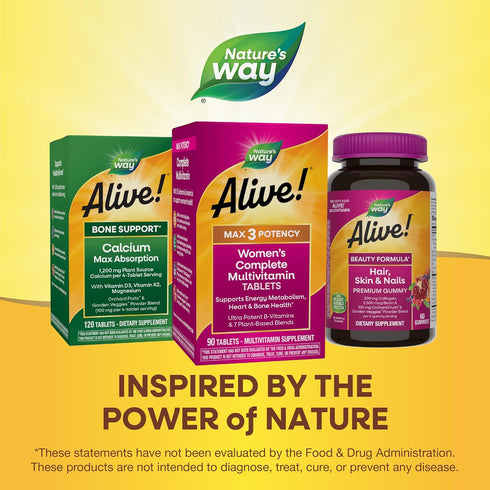 Max3 (1,130mg 90 Nature's Way Alive! Daily Women's Multivitamin, Food-Based Blends per serving) and Antioxidants