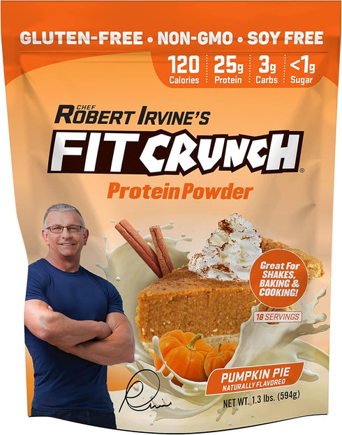 FITCRUNCH Tri-Blend Whey Protein, Pumpkin Pie Flavor, Keto Friendly, Low Calories, High Protein, Gluten Free (18
