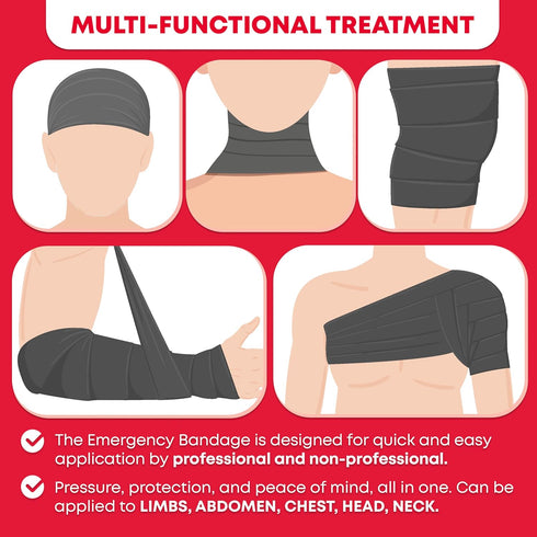 Ever Ready First Aid Israeli Battle Dressing Compression Bandage, 6", Black