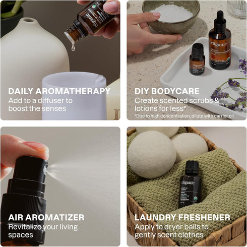 Set 5 15ml) 100% Cliganic Organic Essential Oils (Top x - Pure Natural - Aromatherapy, Candle Making - Peppermint
