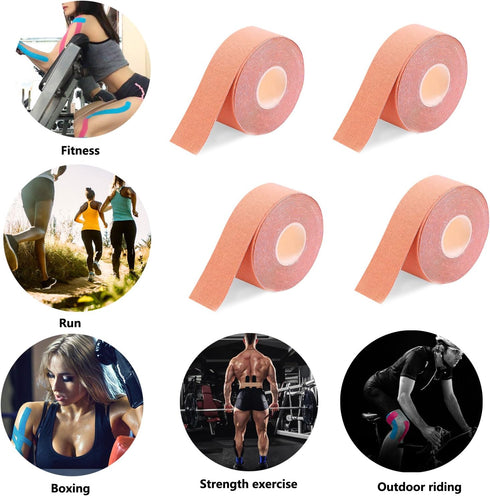 FOU Kinesiology Recovery Therapeutic Tape, Waterproof Muscle Support for Sports Injury, 1 inch x 16.4 ft
