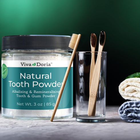 Viva Doria Natural Tooth Powder | Remineralizing Teeth Whitening Powder | Refreshing Mint Flavor | 3 Oz Glass Jar