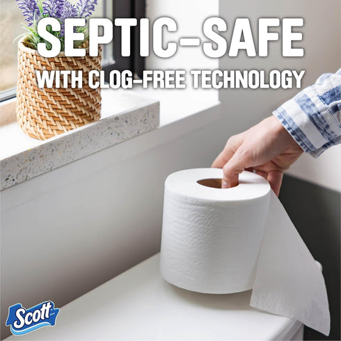 Scott 1000 Toilet Paper, 8 Rolls, 1-Ply Toilet Tissue, Septic-Safe