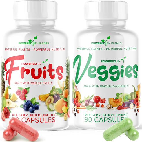 Fruits & Veggies Capsules, Natural Superfood with Vitamins & Minerals, Fruit & Vegetable Supplements for Adults (2 Pack)