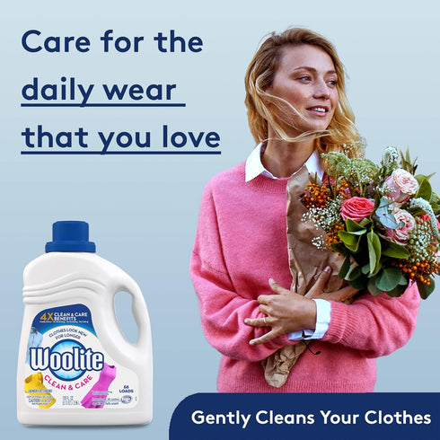 Woolite Clean & Care Liquid Laundry Detergent, 2x50oz, 2x33 Loads, Regular & HE Washer, Gentle Cycle, Sparkling Falls