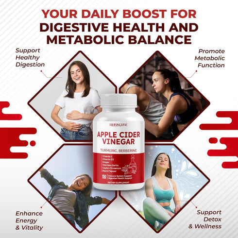 NURAFUSE 14-in-1 Apple Cider Vinegar Supplement with Turmeric Ginger Garlic Cinnamon Fenugreek Blueberry Milk Thistle