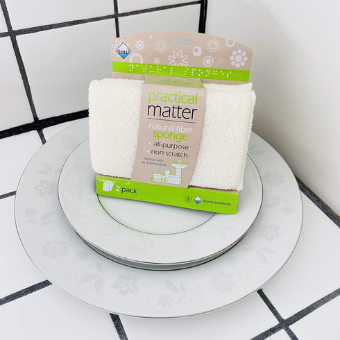 Practical Matter Kitchen Sponge, Organic Cotton Fiber All-Purpose Dish Sponges, 6 Count Value Pack for Cleaning