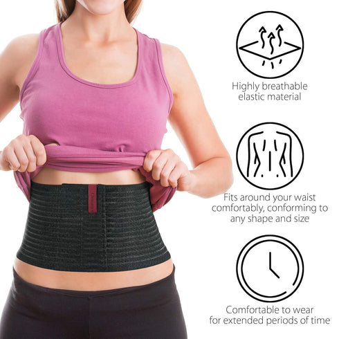 ORTONYX 6.25" Abdominal Binder for Men and Women, Postpartum Support Belt for Navel Umbilical Hernia, 524006 Black 3XL