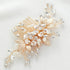 SWEETV Flower Bride Wedding Hair Comb - Pearl Bridal Hair Accessories, Crystal Jewelry Leaf Gold Headpiece