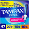 Tampax Pearl Tampons for Women Multipack, with LeakGuard Braid, Regular/Super/Super Plus Absorbency,