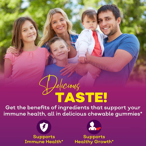 Elderberry & Black Seed Oil Gummies for Kids, Immune Support with Vitamin C and Zinc, Delicious Berry Flavor, 60 Gummies