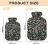 YNNALE 2Liter Retro Sage Green Red Floral Hot Water Bottle with Cover, Soft Velvet Winter Warm Water Bag for Neck