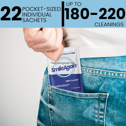 Smile Again Retainer Cleaner | 180 Cleanings (22 Pack/6 Month Supply) for Aligners, Dentures, Retainers