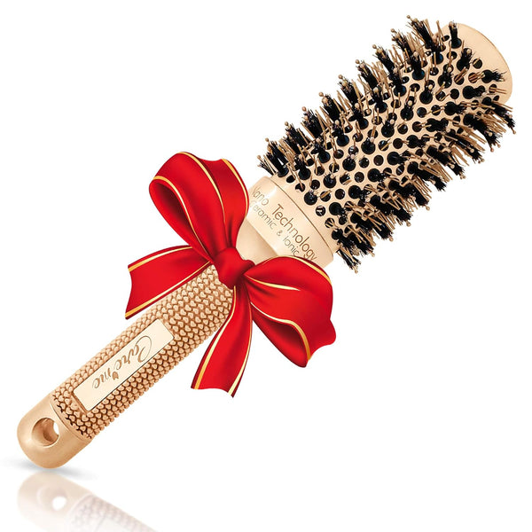 Salon Boar Round Brush for Blow-Dry, Straightening, Styling, Curling Medium Hair, Ceramic Vented Roller (1.7" Barrel,