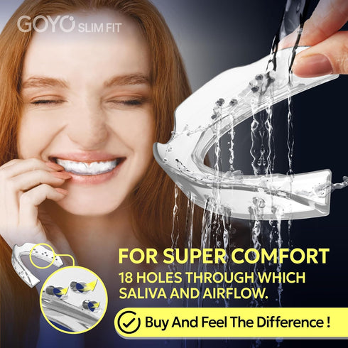 GOYO Slim FIT Pack of 4 Mouth Guard for Clenching Teeth at Night, Thermo Checker & Dental Case, Custom-Fit Bruxism Guard