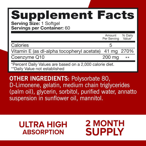 Qunol CoQ10 Softgels 200mg, Ultra High Absorption Coenzyme Q10 Supplements - Antioxidant for Heart Health & Energy