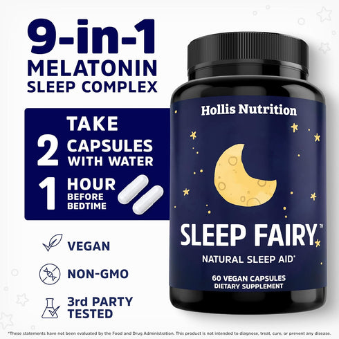 SLEEP FAIRY Natural Sleep Aid - Melatonin 10mg, Magnesium Glycinate 500mg, Herbal Sleeping Pills for Adults