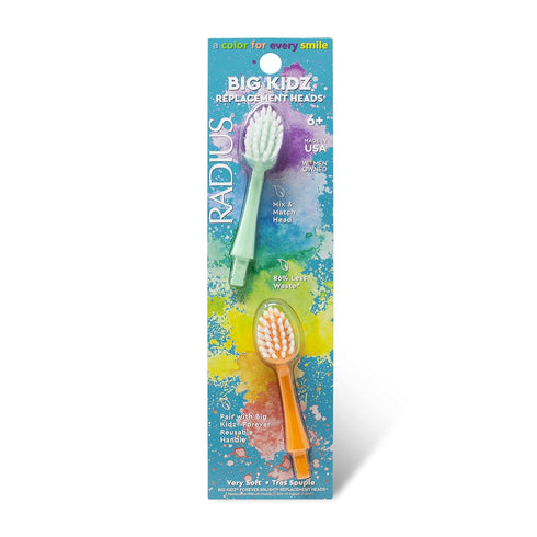 RADIUS Big Kidz Forever Brush Replacement Heads, 2 Heads, Extra Soft, BPA Free, ADA Accepted, 6 Years and Up