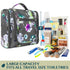PAVILIA Travel Toiletry Bag for Women Men - Hanging Cosmetic Organizer, Large Water Resistant Makeup Bag (Floral Grey)
