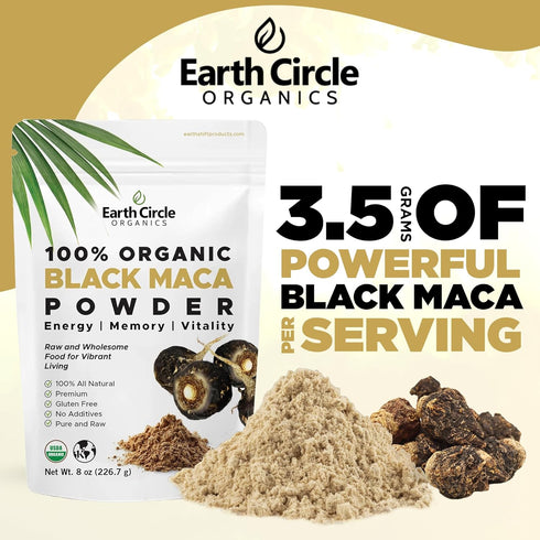 Immune (8oz, Pack 2) Organic Black Maca Peruvian Root Powder | Black Maca Root for Men | Natural Supplement | Essential