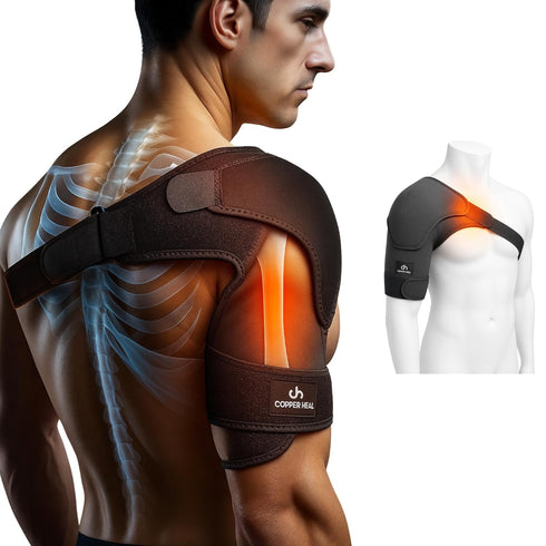 COPPER HEAL Shoulder Adjustable Clamp Compression Sleeve for Men Women, Better Back Posture Support with Stability Pad