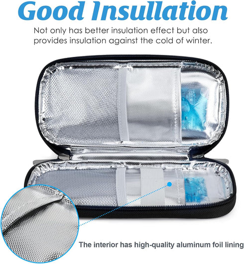 YOUSHARES Insulin Cooler Travel Case with 2 TSA Approved Ice Packs, Diabetes Organizer Cooling Bag for Supplies