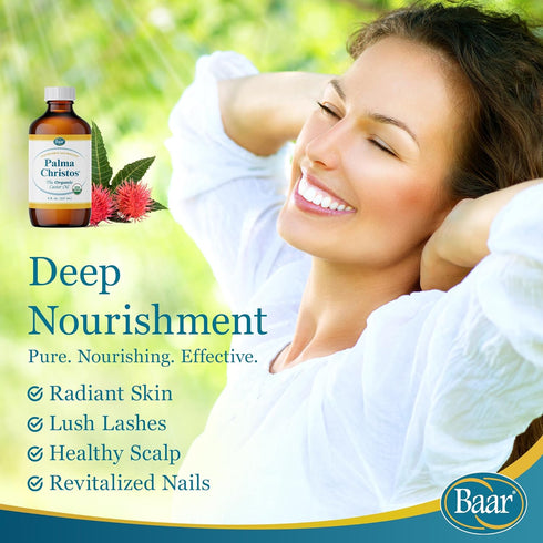 Packs, 8 oz. Baar Palma Christos Organic Castor Oil, Cold-Pressed, Hexane-Free, USDA Certified, for Skin, Hair, Massage