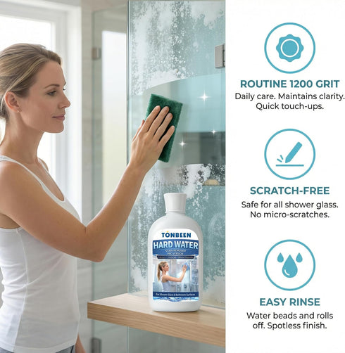 TONBEEN 800 1200 500ml, 16.9fl oz Hard Water Stain Remover Paste with Polishing Pads Calcium & Limescale Cleaner
