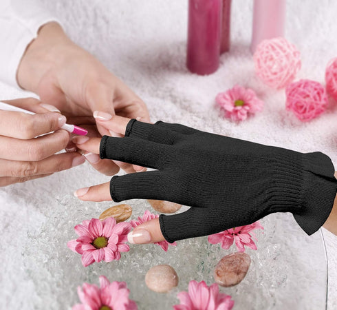 MIG4U Fingerless Moisturizing Gloves, Half Finger Touchscreen Beauty Glove for Eczema, Black