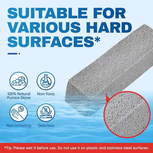 Vacplus Toilet Brush with Extra Long Handle, 100% Pumice Stone for Toilet Cleaning, 2 Pack Protective Supplies