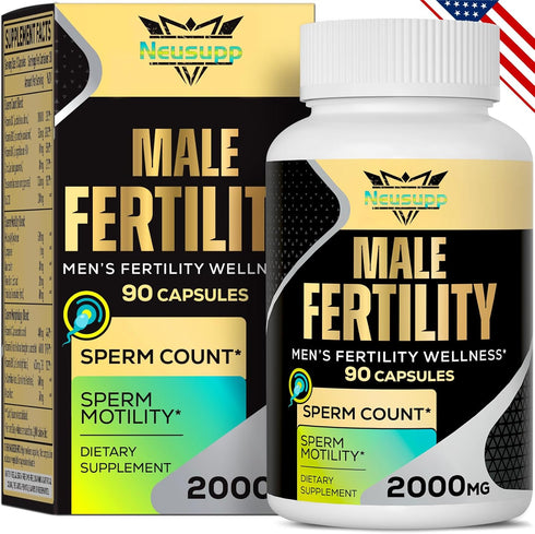 Fertility Supplements for Men, 90 Capsules with Maca Root, Zinc & Folate for Optimal Sperm Health
