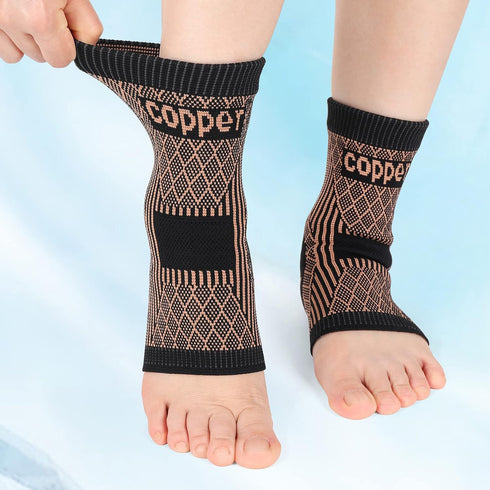 Copper Infused Ankle Brace, Compression Socks for Men and Women, Foot Support Wraps for Achilles Tendon and Plantar