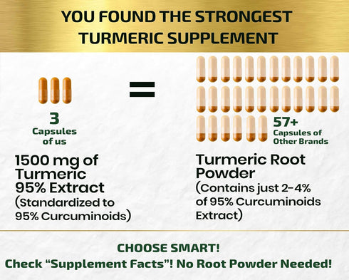 Turmeric Curcumin Supplement 19X Stronger, 1500 mg of 95% Curcuminoids Extract Capsules