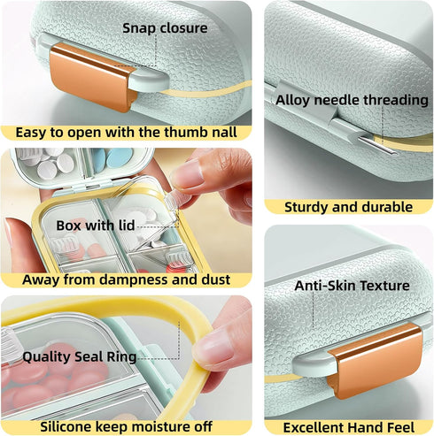 WMuxvia 2-Layer 7 Weekly Pill Organizer Compartments, Airtight Moisture-Proof Pill Box, Food-Grade Portable Travel Pill