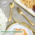 FOCUSLINE 75 Pack Gold Plastic Silverware Set - 25 Forks, 25 Knives, 25 Spoons - Heavy Duty Disposable Cutlery