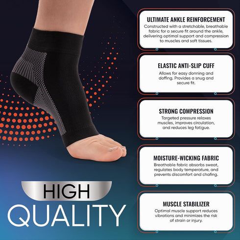 Compression Socks for Plantar Fasciitis - Ankle Compression Sleeve for Heel Spurs, Foot Swelling & Fatigue (1 Pair)