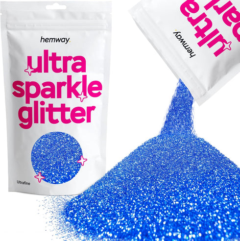 Hemway Premium Ultra Sparkle Glitter, Multi Purpose Metallic Flake for Arts Crafts, Sapphire Blue - 100g / 3.5oz